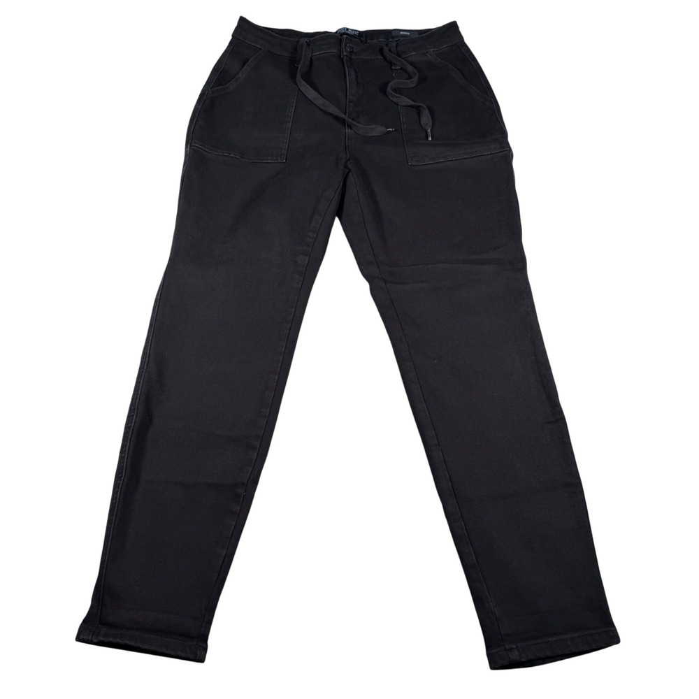 Judy Blue Jogger Pants Women 15/32(FIT 31x29) Black Drawstring High Rise Stretch